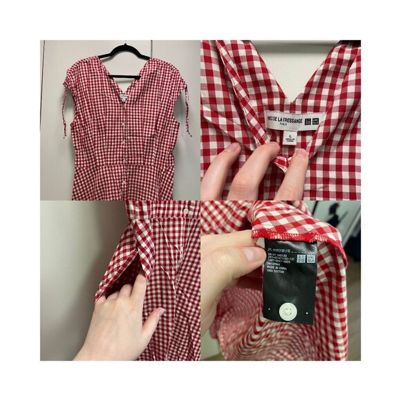 Ines de la Fressange for Uniqlo Red Gingham Dress in Size L - Picture 4 of 6